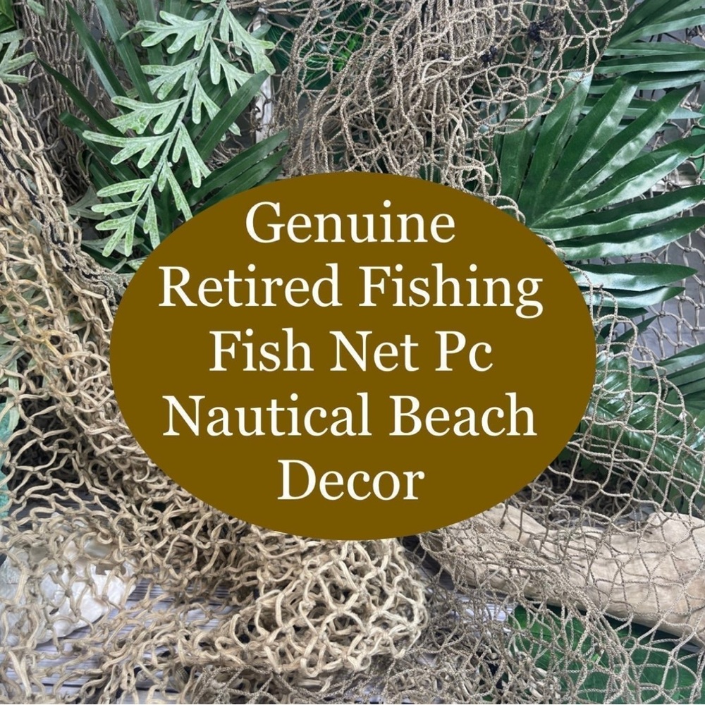 Real Authentic Vintage Fish Fishing Net Nautical Coastal Beach Decor Crafting